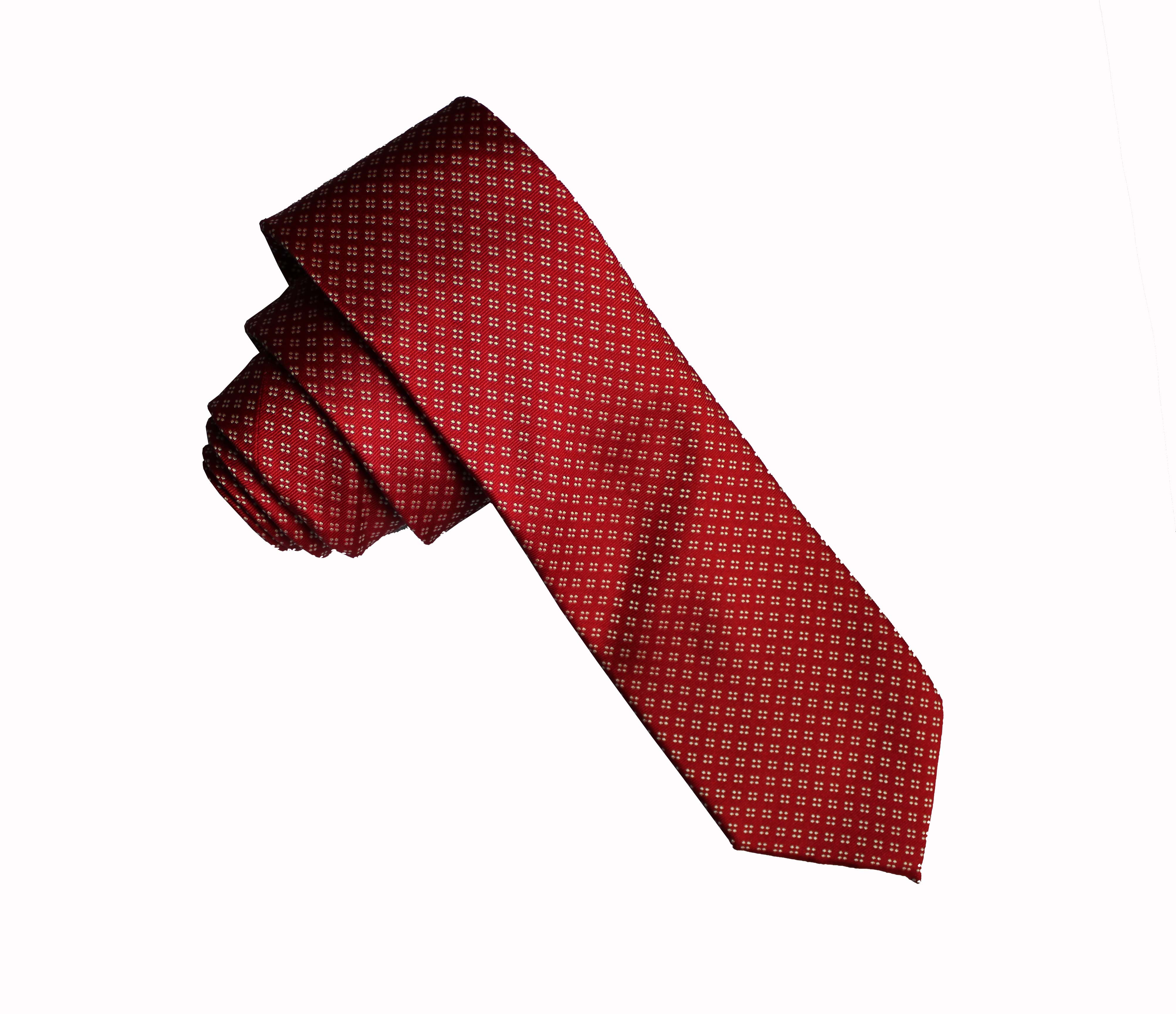红色方点真丝领带