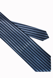 蓝底竖纹真丝领带